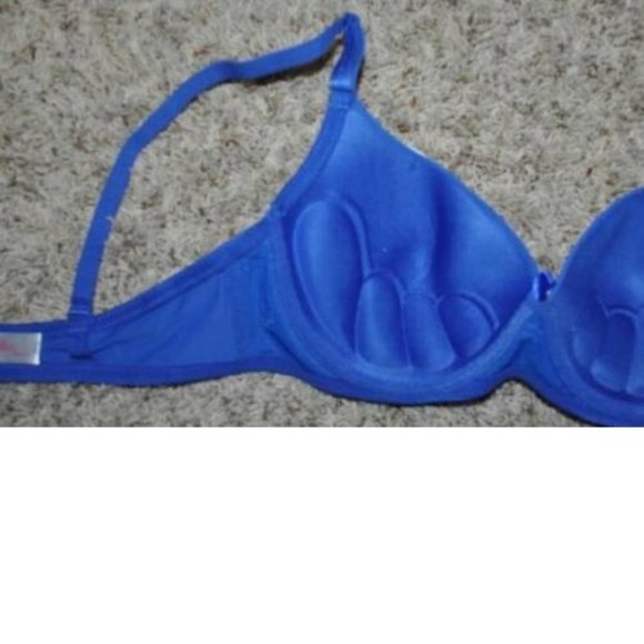 Womens Push Up Bra Blue Underwire Padded Cups 36C Rose Intimates Rear Closure - Picture 4 of 4